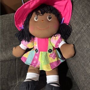 Patchwork Doll with Pink Hat and Dress